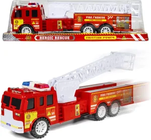 Fire Truck Firefighter Rescue Toy Pull Back Cars, Red, Boys Ages 3 