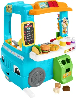 Fisher-Price Toddler Learning Toy Laugh & Learn Servin’ Up Fun Food Truck Electronic Playset with 24 Accessories for Kids Ages 18  Months