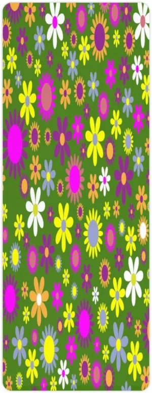 Flowers Ground Yoga Mat Folding Travel Fitness & Exercise Mat with Carrying Bag Non-Slip Lightweight Travel Yoga Mat for Women Pilates 72"L × 26.8” W × 2 Mm Thick