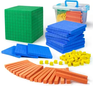 Foam Base Ten Set for Math 131 PCS Place Value Blocks,Counting Cubes for Kids Math,Base 10 Math Manipulatives for Early Counting Math Toy in School Home