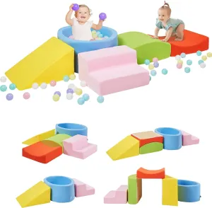 Foam Climbing Blocks with Ball Pit Designed for Toddlers Aged 1-3 -Great for Indoor Crawling, Inside Foam Playground Set for Little Ones to Active Playing -(Balls NOT Included) Multicolored