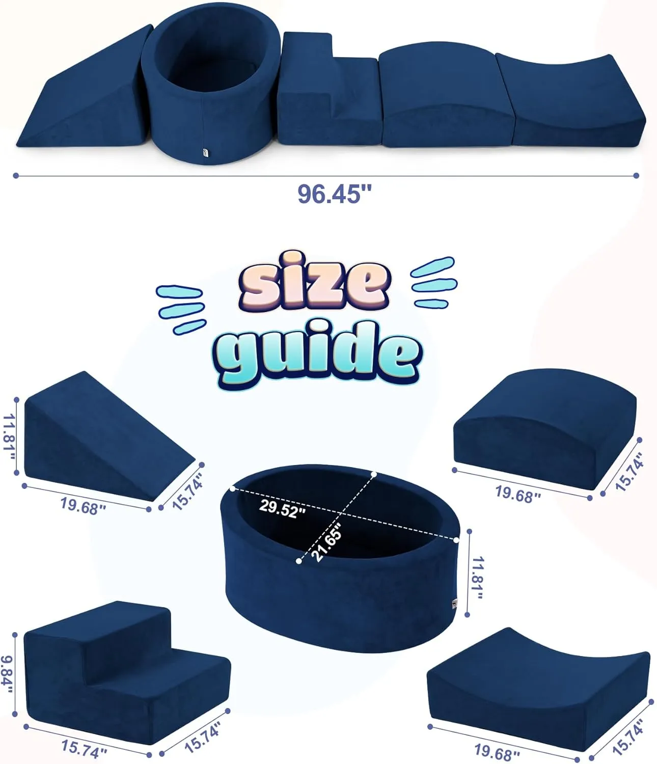 Foam Climbing Blocks with Ball Pit Designed for Toddlers Aged 1-3 -Great for Indoor Crawling, Inside Foam Playground Set for Little Ones to Active Playing -(Balls NOT Included) Navy