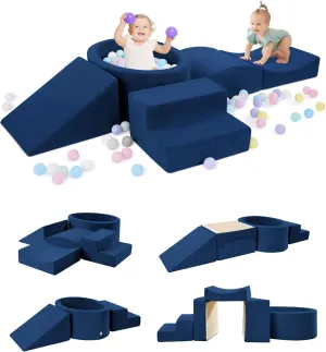 Foam Climbing Blocks with Ball Pit Designed for Toddlers Aged 1-3 -Great for Indoor Crawling, Inside Foam Playground Set for Little Ones to Active Playing -(Balls NOT Included) Navy