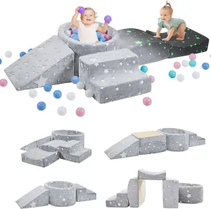 Foam Climbing Blocks with Ball Pit Designed for Toddlers Aged 1-3 -Great for Indoor Crawling, Inside Foam Playground Set for Little Ones to Active Playing -(Balls NOT Included) Stars