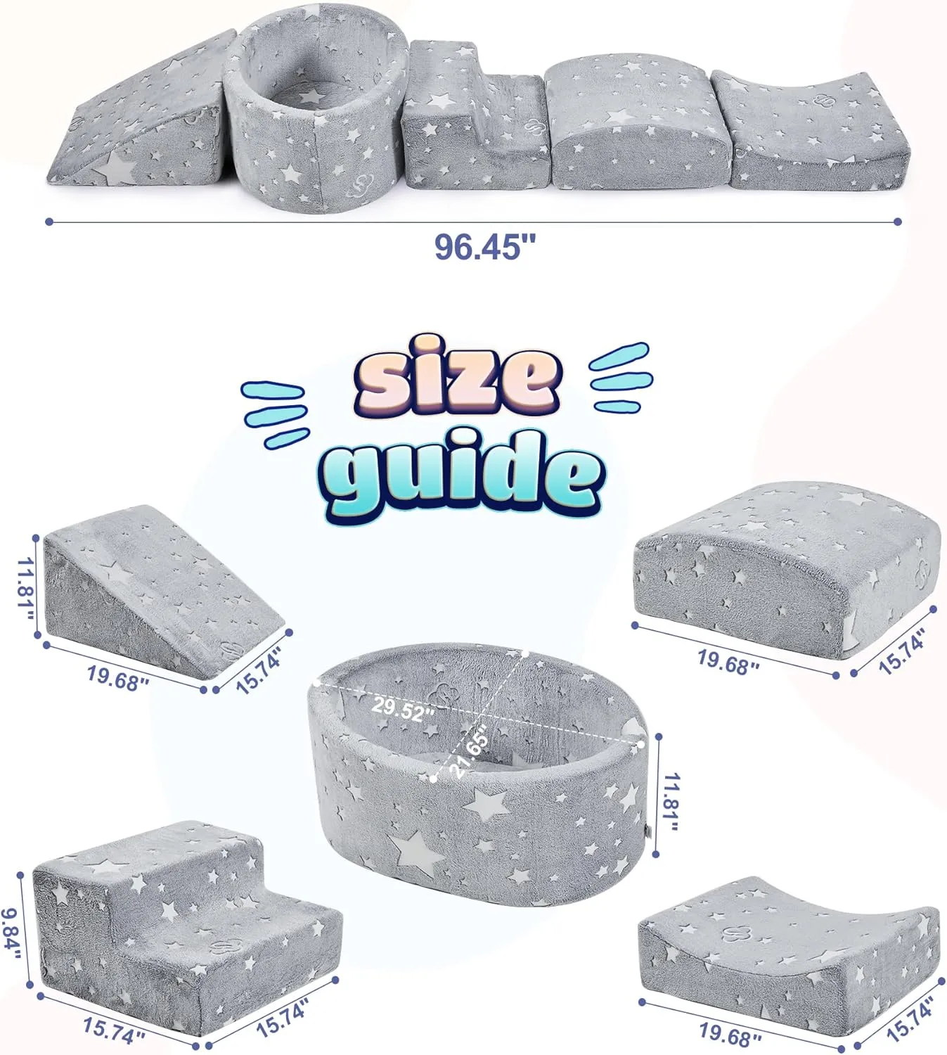 Foam Climbing Blocks with Ball Pit Designed for Toddlers Aged 1-3 -Great for Indoor Crawling, Inside Foam Playground Set for Little Ones to Active Playing -(Balls NOT Included) Stars