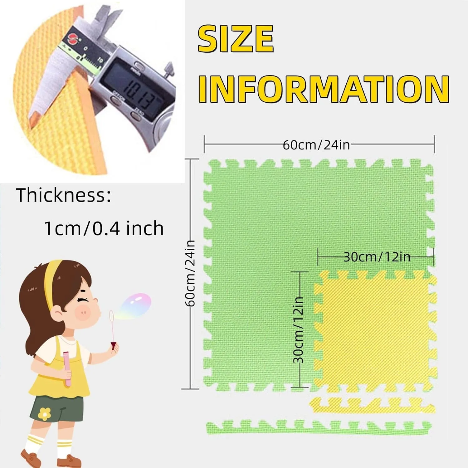 Foam Mat Non-Slip Interlocking Foam Tiles with Border, Comfortable Exercise and Play Mat 20 Tiles, Floor Work Out Mats for Home Gym，Orange Beige 30 * 30cm