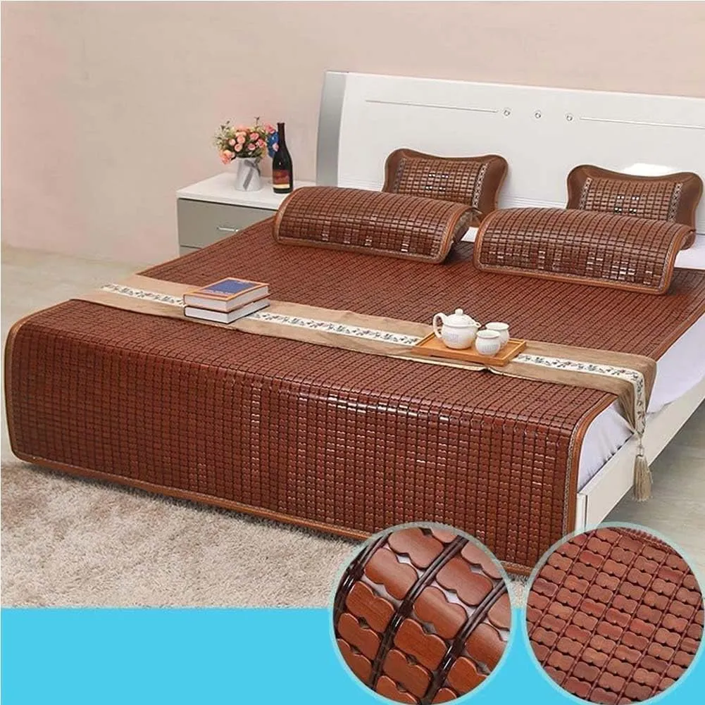 Foldable Natural Bamboo Summer Sleeping Mat, Foldable Cooling Mat for Bed, Home Quick Cooling Textile Rattan Mat, Bamboo Sleeping Mat for Home School Dormitory