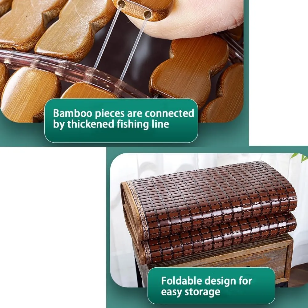 Foldable Natural Bamboo Summer Sleeping Mat, Foldable Cooling Mat for Bed, Home Quick Cooling Textile Rattan Mat, Bamboo Sleeping Mat for Home School Dormitory