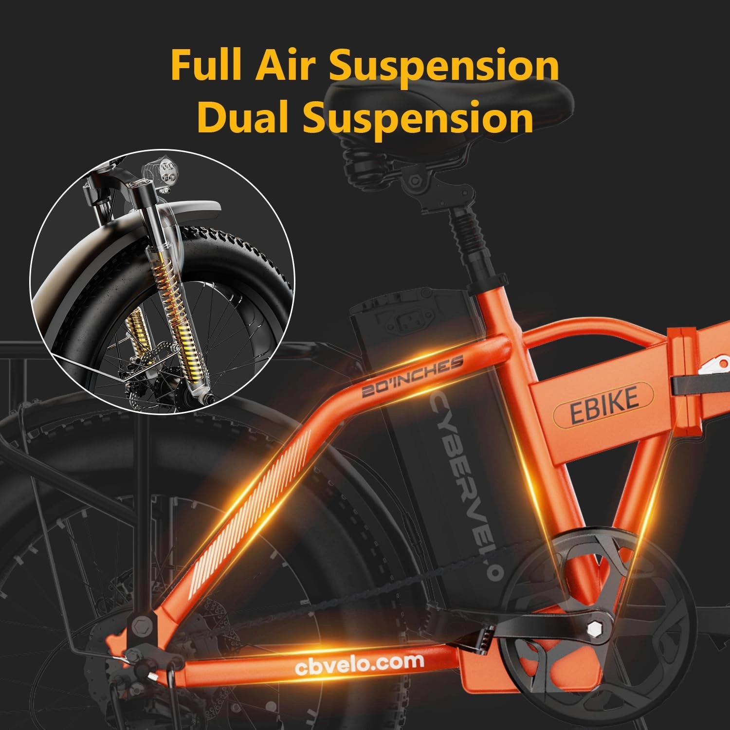 Folding Electric Bike for Adults – 1000W Motor, 20"x3" Fat Tire, 80 Miles Range, All-Terrain E-Bike with 7-Speed, Front Suspension – Powerful Foldable Ebike for Commuter