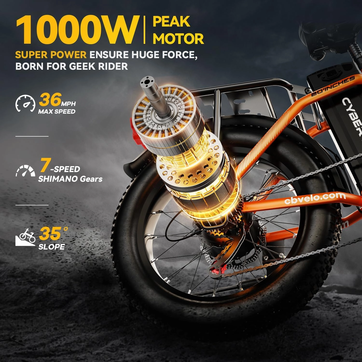 Folding Electric Bike for Adults – 1000W Motor, 20"x3" Fat Tire, 80 Miles Range, All-Terrain E-Bike with 7-Speed, Front Suspension – Powerful Foldable Ebike for Commuter