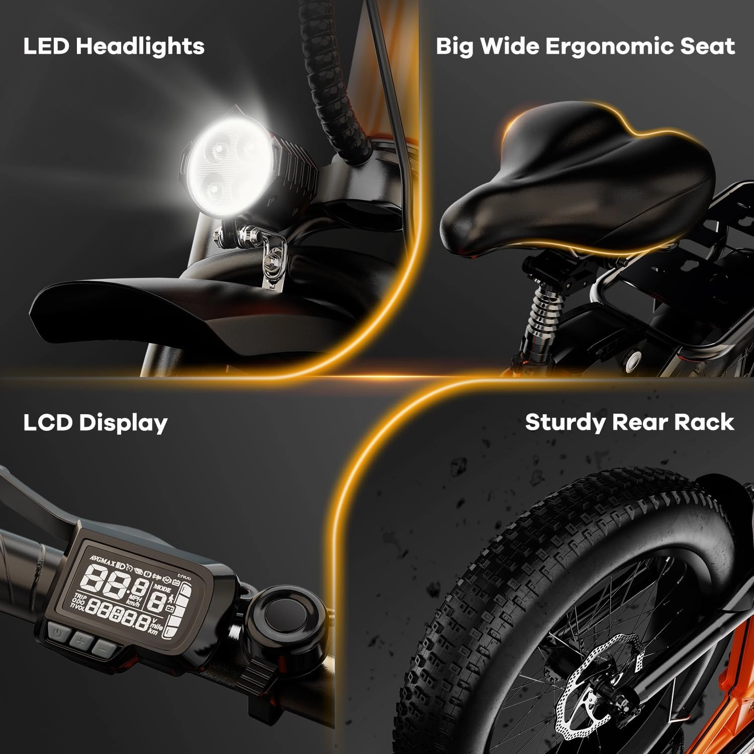 Folding Electric Bike for Adults – 1000W Motor, 20"x3" Fat Tire, 80 Miles Range, All-Terrain E-Bike with 7-Speed, Front Suspension – Powerful Foldable Ebike for Commuter