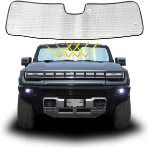 for Hummer EV Accessories Windshield Sun Shade Front Sun Visor for Car Windshield Foldable&Reflective Car Sun Visor Blocks Sun Rays Keep Your Car Cooler for Hummer EV SUV Truck 2024 2025