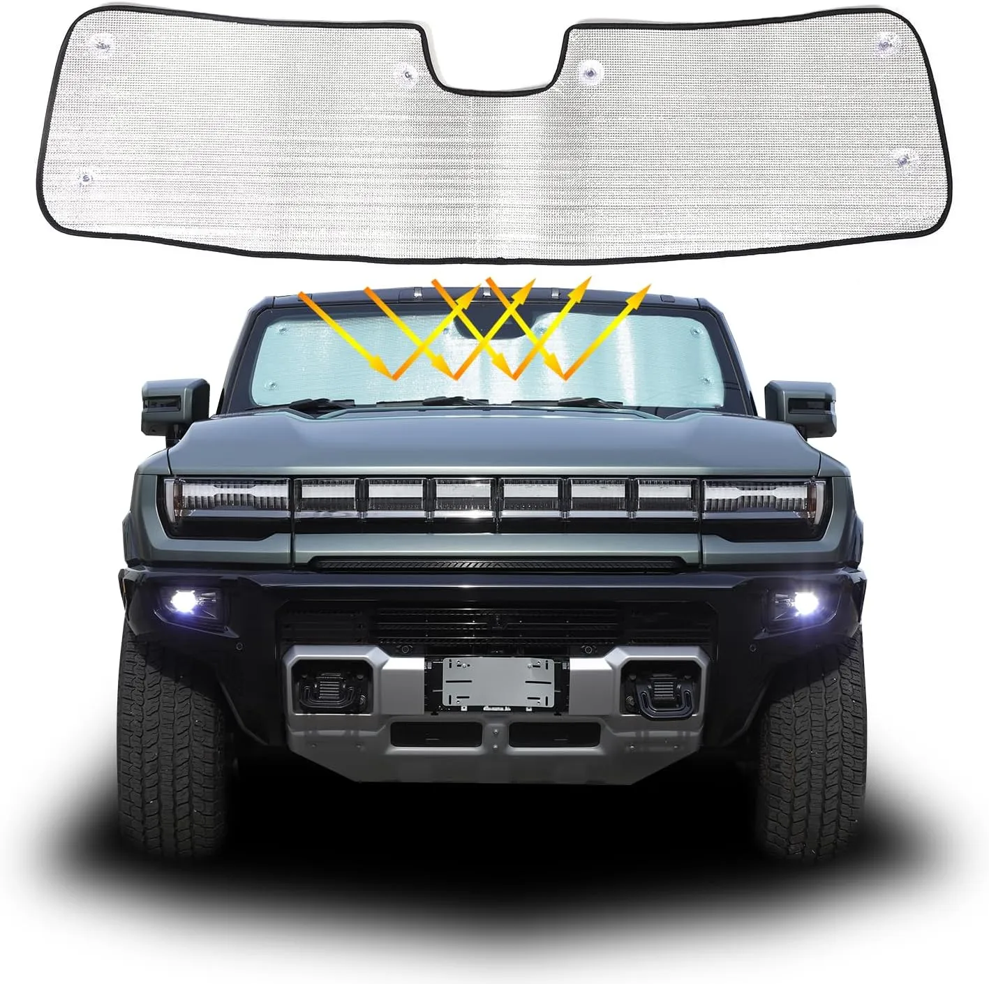 for Hummer EV Accessories Windshield Sun Shade Front Sun Visor for Car Windshield Foldable&Reflective Car Sun Visor Blocks Sun Rays Keep Your Car Cooler for Hummer EV SUV Truck 2024 2025