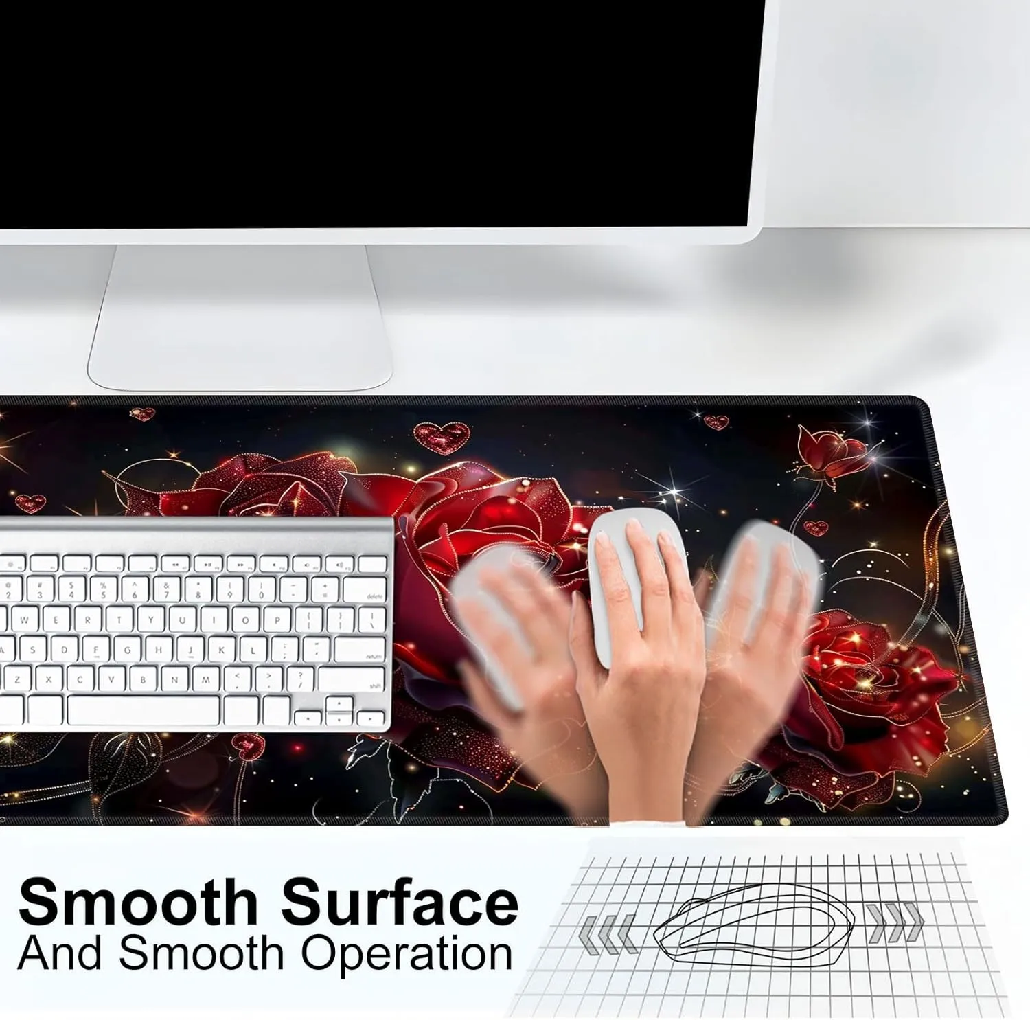 for MTG Playmat for Trading Card Games, Non-Slip Rubber Smooth Surface with Stitched Edges, Durable Desk Pad for Card Games, Custom playmat Anime Playmat, Flowers Roses