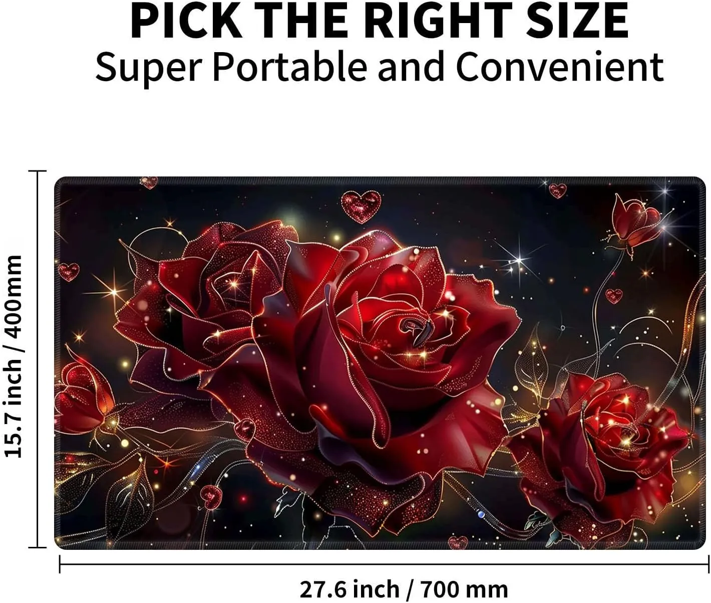 for MTG Playmat for Trading Card Games, Non-Slip Rubber Smooth Surface with Stitched Edges, Durable Desk Pad for Card Games, Custom playmat Anime Playmat, Flowers Roses
