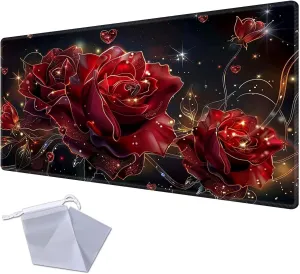 for MTG Playmat for Trading Card Games, Non-Slip Rubber Smooth Surface with Stitched Edges, Durable Desk Pad for Card Games, Custom playmat Anime Playmat, Flowers Roses