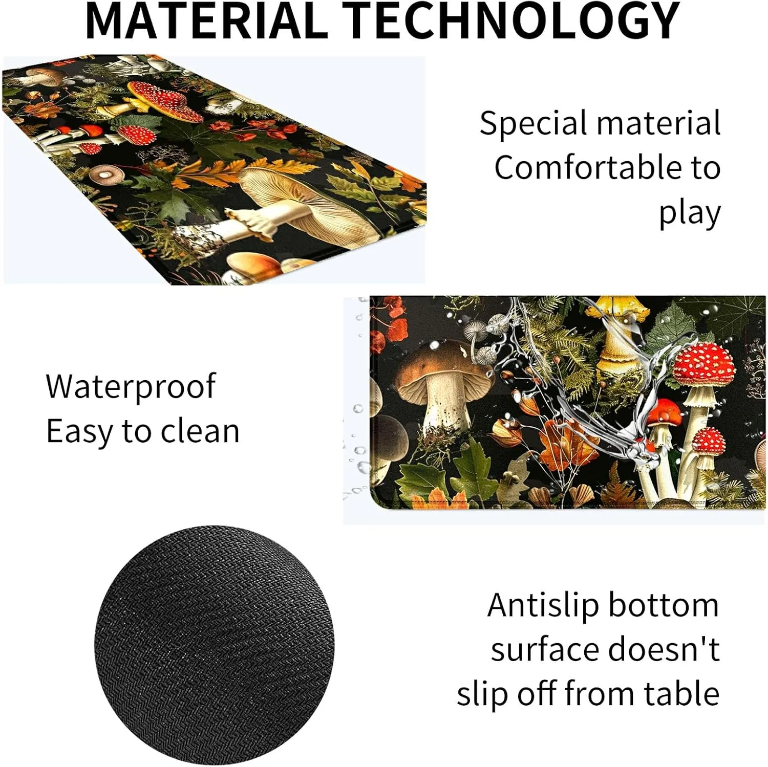 Forest Mushrooms Card Mat for MTG & TCG Playmat Mouse Pad,23.6" x 13.8" Game Mat Trading Card Game Playmats Table Mat Perfect for Card Games Video Games Computer Office