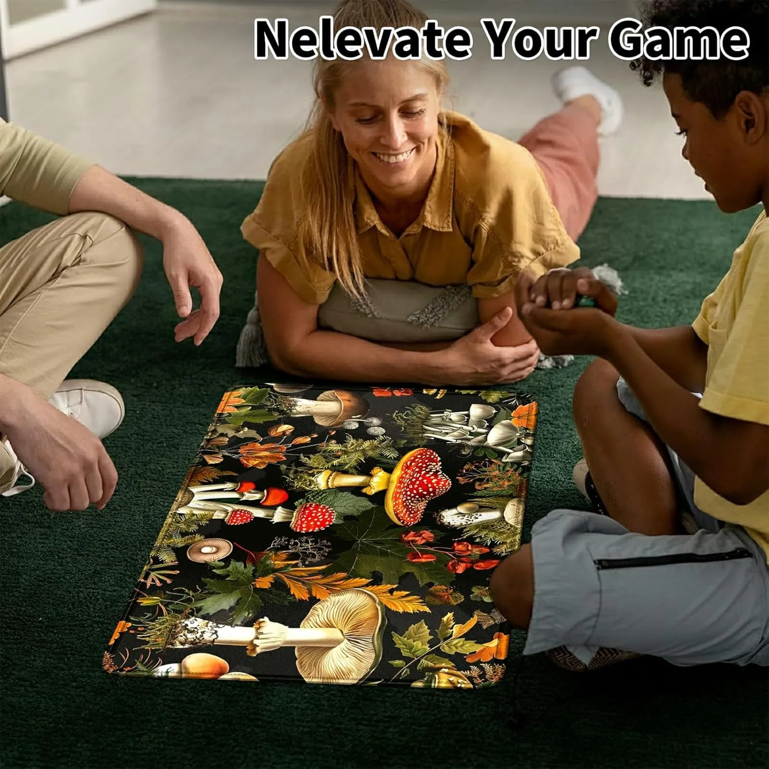 Forest Mushrooms Card Mat for MTG & TCG Playmat Mouse Pad,23.6" x 13.8" Game Mat Trading Card Game Playmats Table Mat Perfect for Card Games Video Games Computer Office
