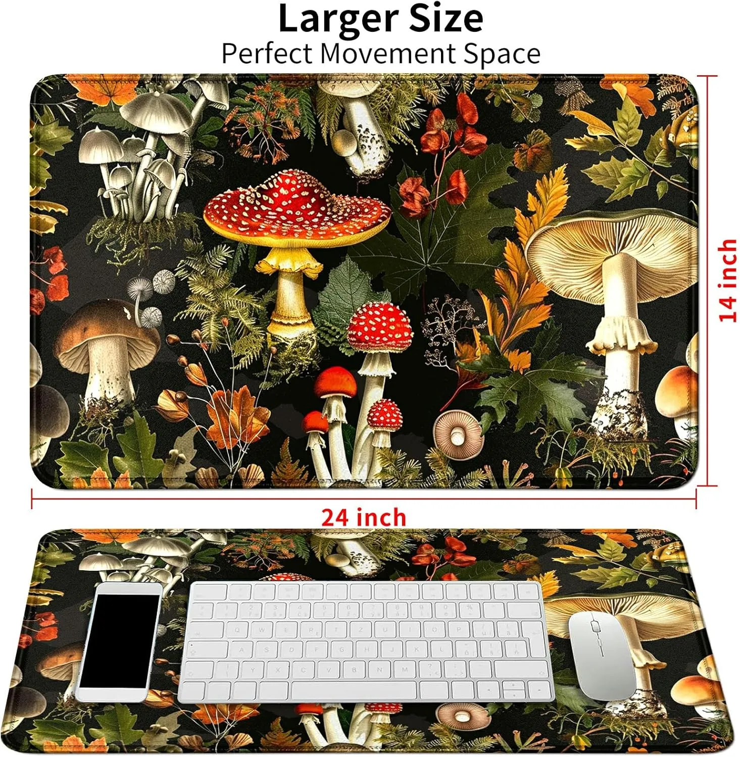 Forest Mushrooms Card Mat for MTG & TCG Playmat Mouse Pad,23.6" x 13.8" Game Mat Trading Card Game Playmats Table Mat Perfect for Card Games Video Games Computer Office