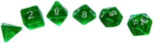 Free League Dragonbane: Dice Set - 6 Piece Green Transparent Dice Set, Free League Publishing, Includes D4, D6, D8, D10, D12 & D20