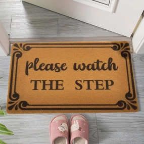 Front Door Mat Non-Slip Front Back Door Mats Please Watch The Step Doormats for Outdoor Entrance Home Easy to Clean Outside Door Mats for Outside Home Entry Back Patio Floor Porch 16x24IN