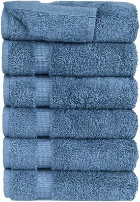 FTB Classic Washcloths Set 6 Piece Washcloths (Wedgewood, 6 Washcloths)
