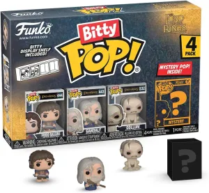 Funko Bitty POP! Lord of The Rings - Frodo, 4-Pack​ and A Surprise Mystery Mini Figure - 0.9 Inch (2.2 Cm) - Lord of The Rings Collectable - Stackable Display Shelf Included - Gift Idea