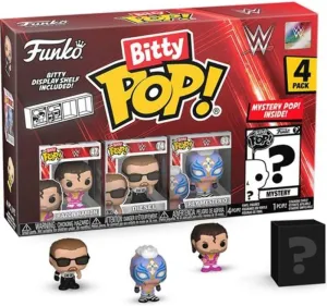 Funko Bitty POP! WWE - 4 Pack - Razor Ramon, Bitty POP! Diesel, Bitty POP! Rey Mysterio®, and a Mystery Bitty POP! Figure and A Surprise Mystery Mini Figure - 0.9 Inch (2.2 Cm) Collectable