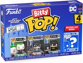 Funko Bitty POP! DC - The Joker, 4-Pack - Batman, Batgirl, The Joker and A Surprise Mystery Mini Figure - 0.9 Inch (2.2 Cm) - DC Comics Collectable - Stackable Display Shelf Included - Gift Idea