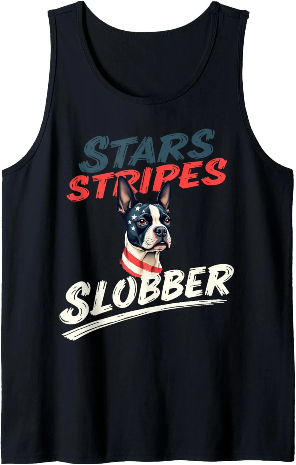 Funny Bostie Dog Vintage Boston Terrier American Flag Tank Top