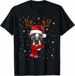 Funny Family Matching Reindeer Xmas Boston Terrier Christmas T-Shirt