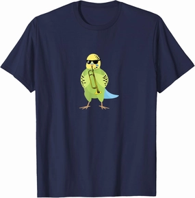 Funny Parkeet Wearing Sunglasses Playing Bugle T-Shirt