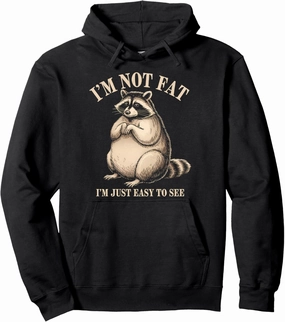 Funny Raccoon Chubby Animal Humor Cozy Lazy Pullover Hoodie