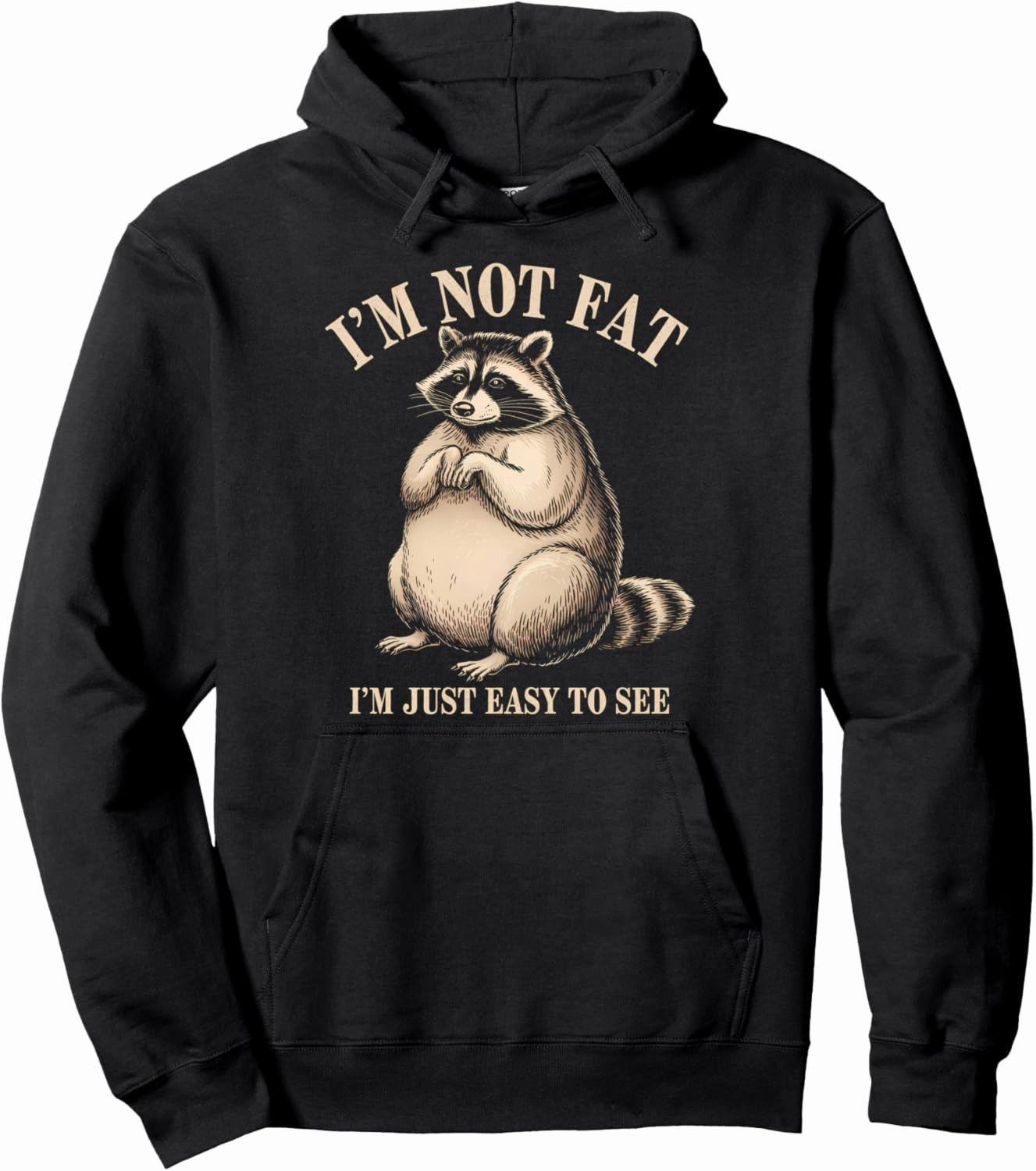 Funny Raccoon Chubby Animal Humor Cozy Lazy Pullover Hoodie