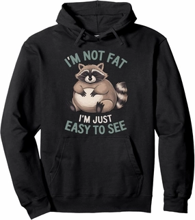 Funny Raccoon Chubby Animal Humor Cozy Lazy Pullover Hoodie