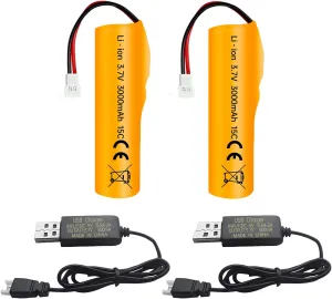 Fytoo 2PCS 3.7V 3000mAh Li-ion Battery with Molex Plug with USB Charging Cable for RC Engineering Car Drift Car Truck Truck Off-Road Vehicle RC Car High Speed Climbing Racing Car Remote Control Boat