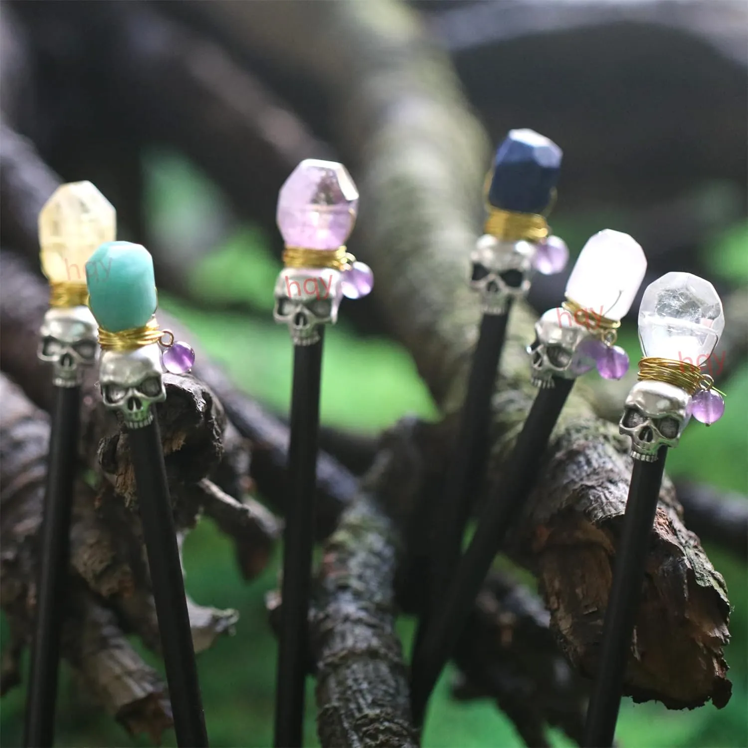FZ-52 Quartz Hairpin Amethyst White Crystal Rose Quartz Hairpin Wedding Hair Accessories Party Jewelry Festival Gift (Color : FZ-52-5)