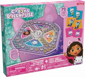 Gabby's Dollhouse Sorry Pop Up and Memo Set of Two Classic Games in One Game, Sorry (Pachisi) with Pop Up Dice and 72 Memory Cards Featuring Popular Gabby Characters, Ages 4