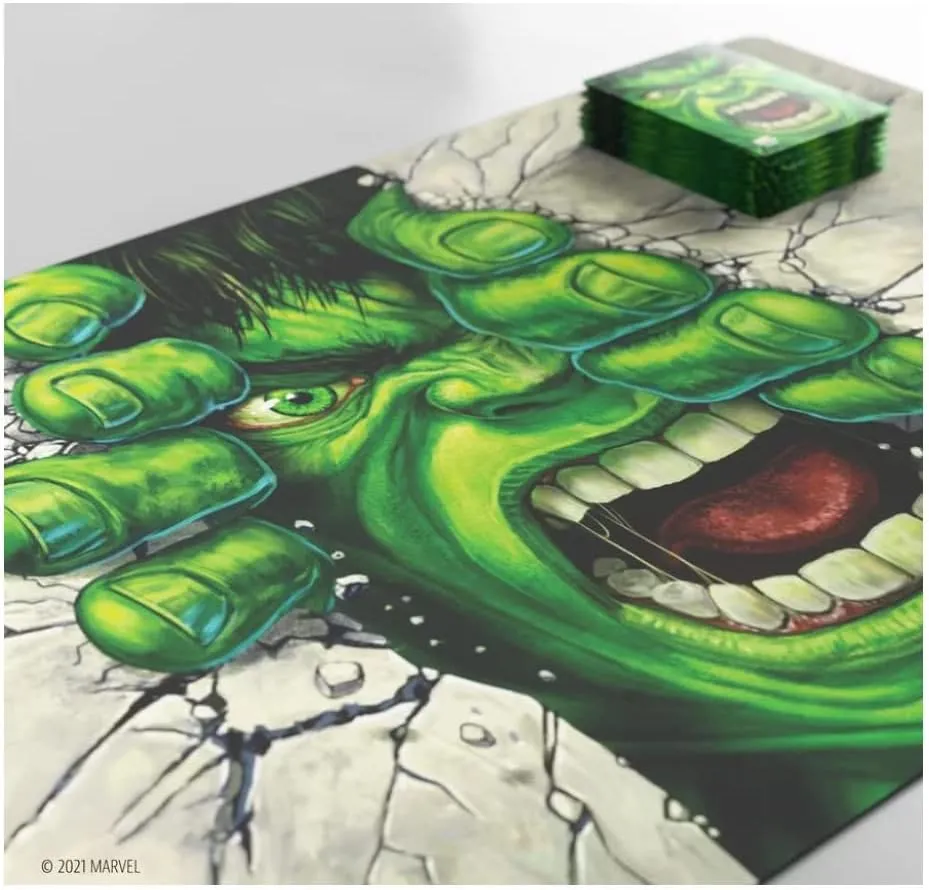 GameGenic Marvel Champions Hulk Game Mat | Slip-Resistant 24" by 14" Rubber Mat | Designed for Use with Marvel Champions The Card Game | Compatible with Other TCGs and LCGs, Various (GGS40016ML)