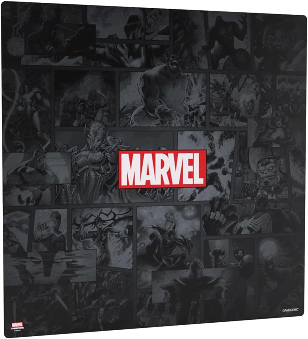Gamegenic Play Mat – Playmat: Marvel Champions XL: Marvel Black – Smooth & Tough – Compatible with Magic The Gathering Commander Deck, Pokemon Cards, Marvel Champions – Play MTG, Pokemon, TCG