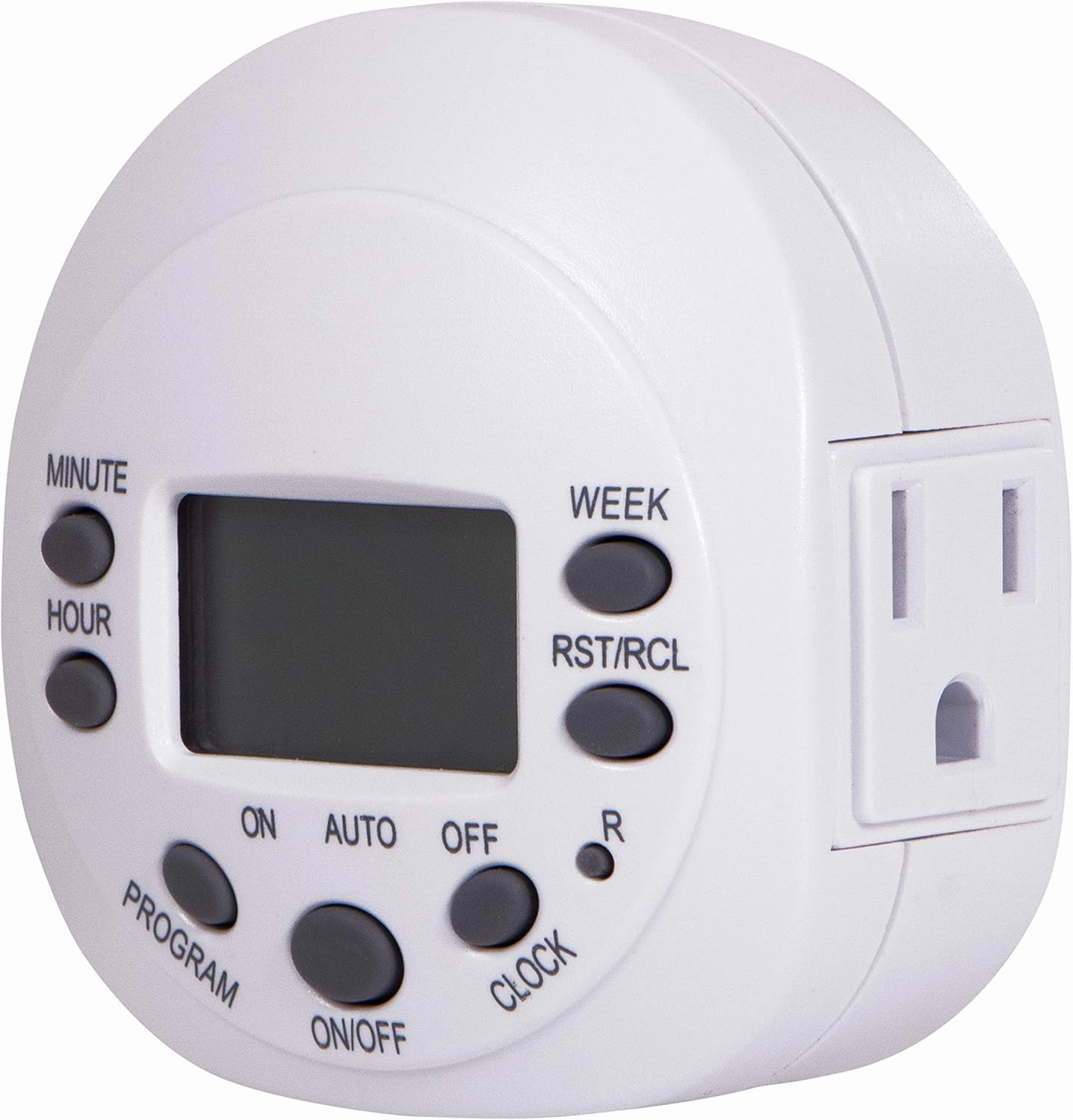 GE 7-Day Programmable Indoor Digital Timer, 1 Grounded Outlet, Weekly / 7 Day Cycle Plug For Electrical Outlets, 125 VAC Light, Plug, Lamp, White, 1 Pack, 15150