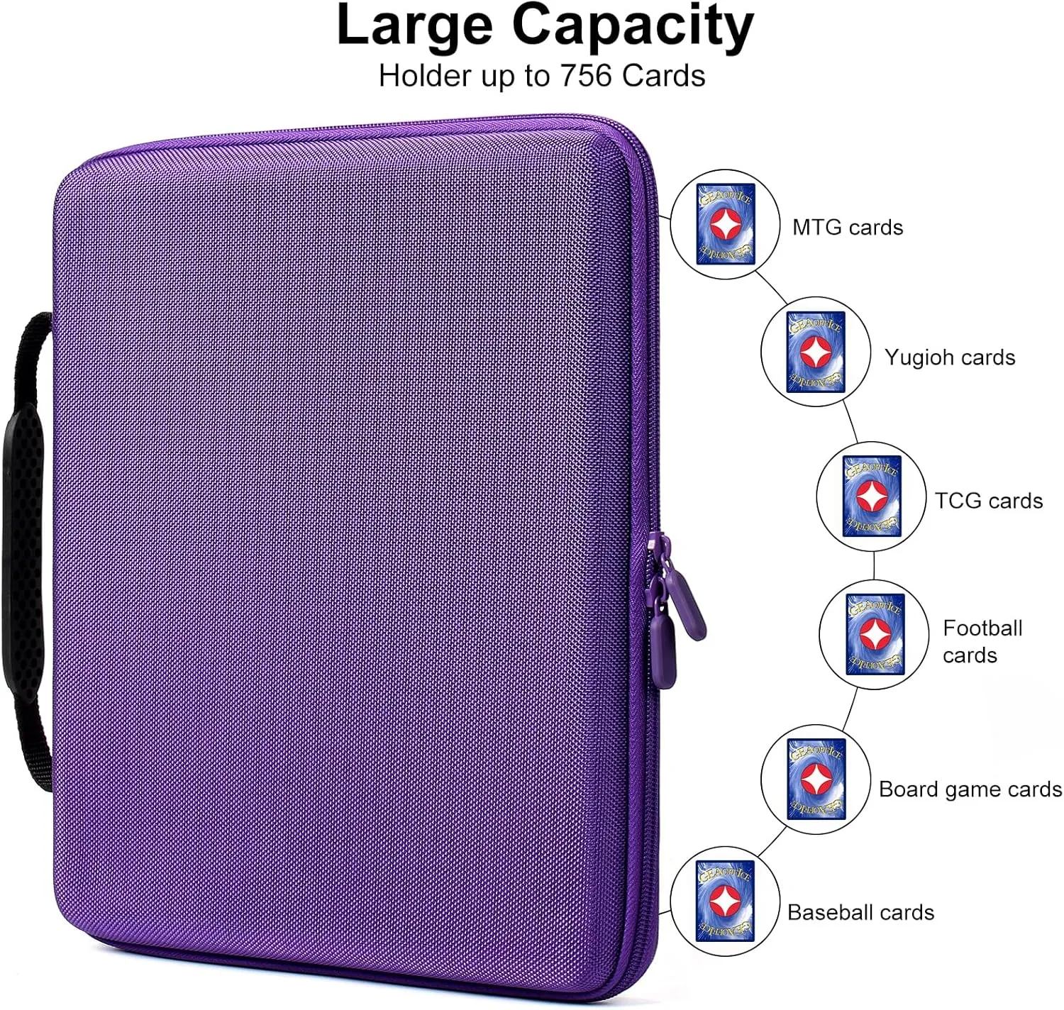 GEAoffice Upgrade Card Binder 9 Pockets, EVA Trading Card Binder for 756 Cards, Durable Sports Card Collection Binder, Card Album Holder Folders for MTG, TCG, Game Cards & Sports Cards, Purple