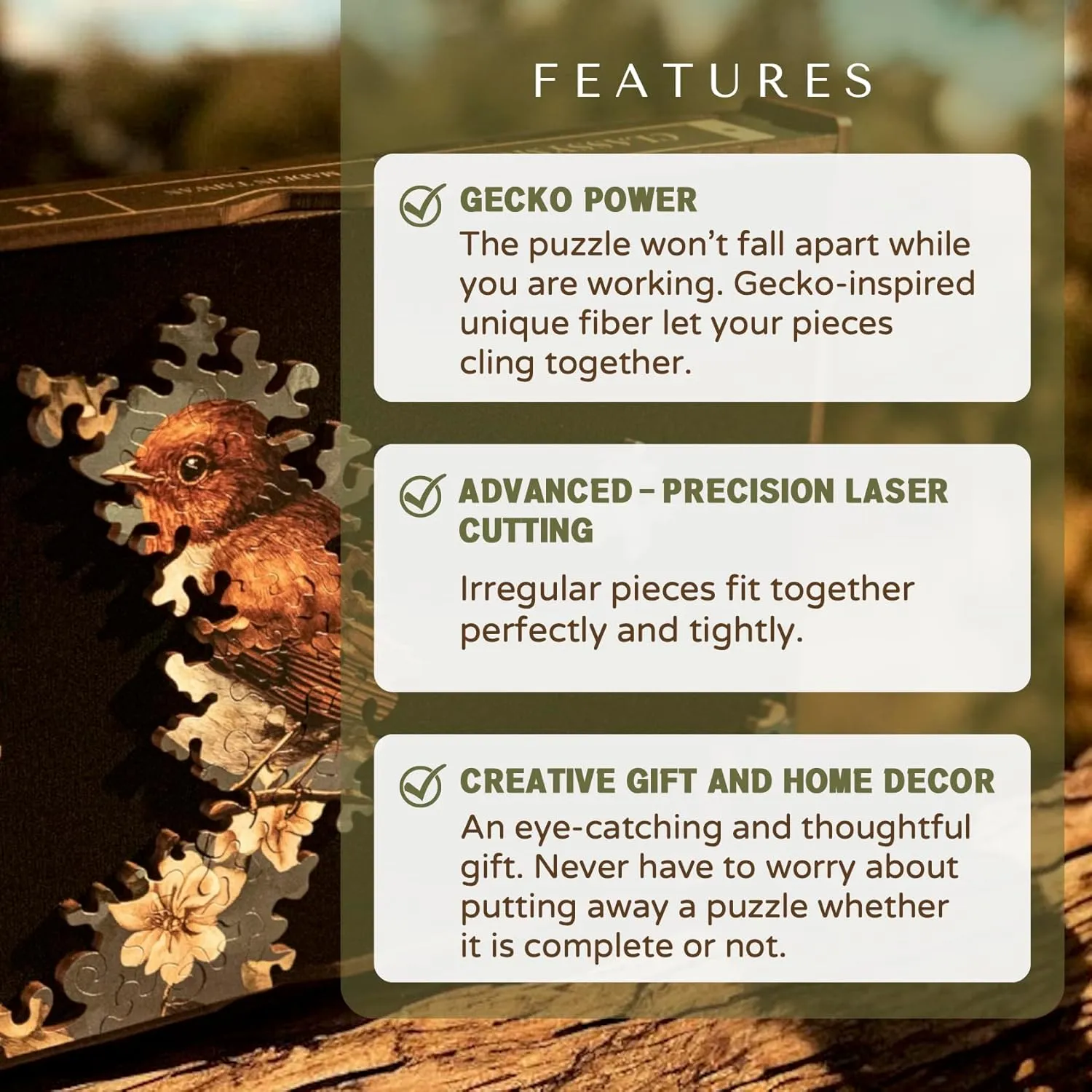 Gecko Power Puzzle with Frame for Adults, 150 Piece Premium Wooden Jigsaw Puzzles, Cool Creative Puzzle Gift, Puzzle Frame Included (Starlight Realm)