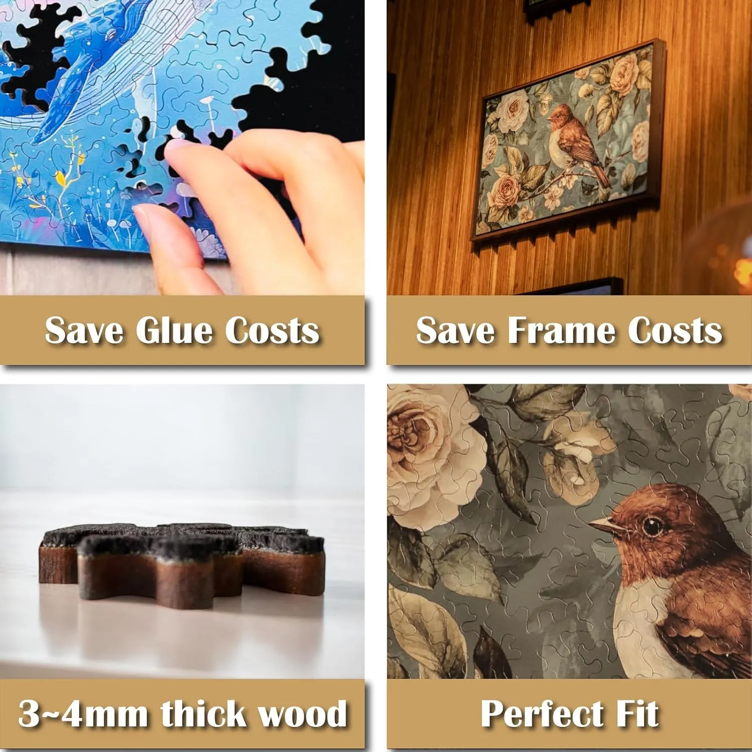Gecko Power Puzzle with Frame for Adults, 150 Piece Premium Wooden Jigsaw Puzzles, Cool Creative Puzzle Gift, Puzzle Frame Included (Twin Souls of The Forest)