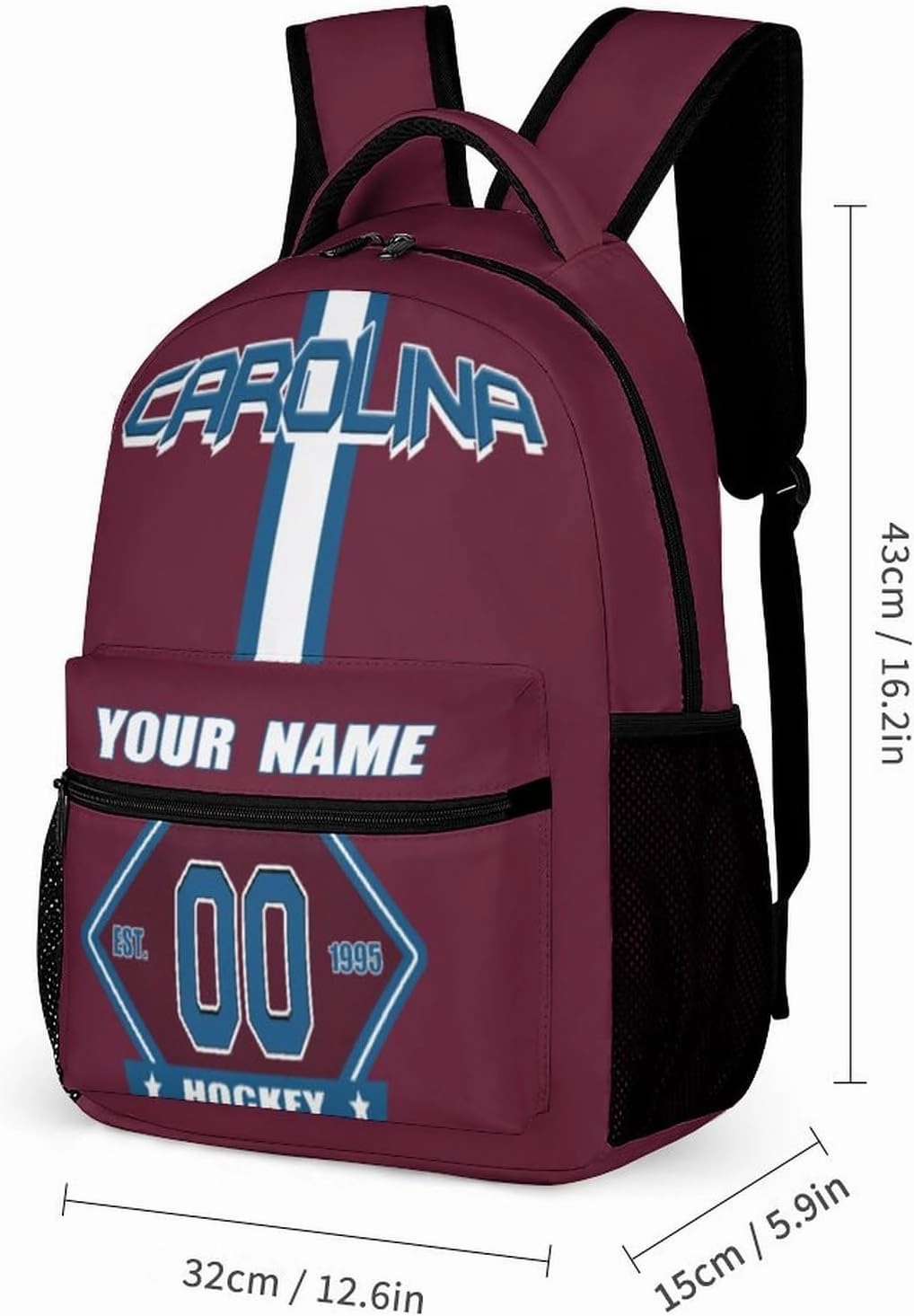 Generic Custom Backpack High Capacity Bag Hockey Fans Gifts for Teenager Men Women, Add Name & Number