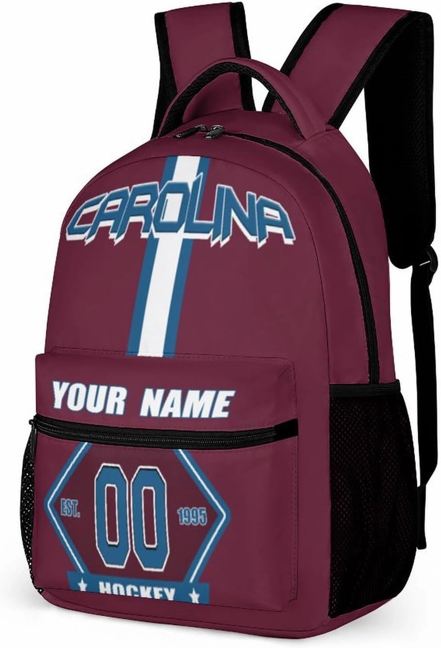 Generic Custom Backpack High Capacity Bag Hockey Fans Gifts for Teenager Men Women, Add Name & Number