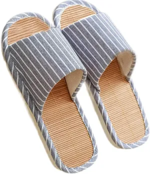 GHYUB Women Men Bamboo Slippers,Casual Linen Slippers，Indoor and Outdoor Cotton Flax Slippers, Women's and Men's Casual Soft Non-Slip Open Toed Mute Slippers (Color : Brown, Size : EUR42-43)