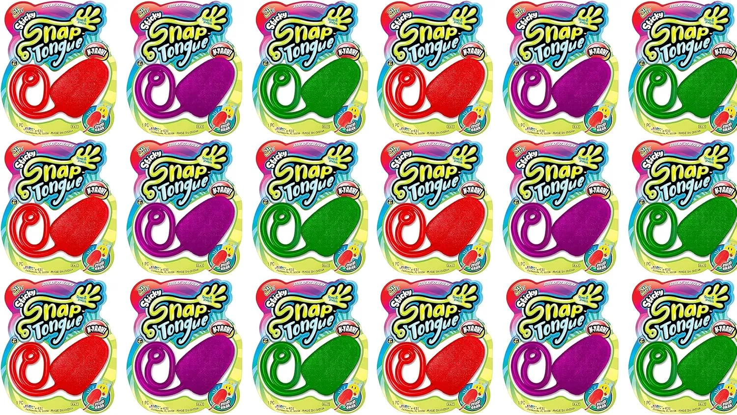 Giant Sticky Tongue Toy (24-Pack) - Stretchy Fake Tongue Prank Toys. Just Like Sticky Hands for Kids. Bulk Party Favors & Kids Treasure Box Prizes. 431-24s