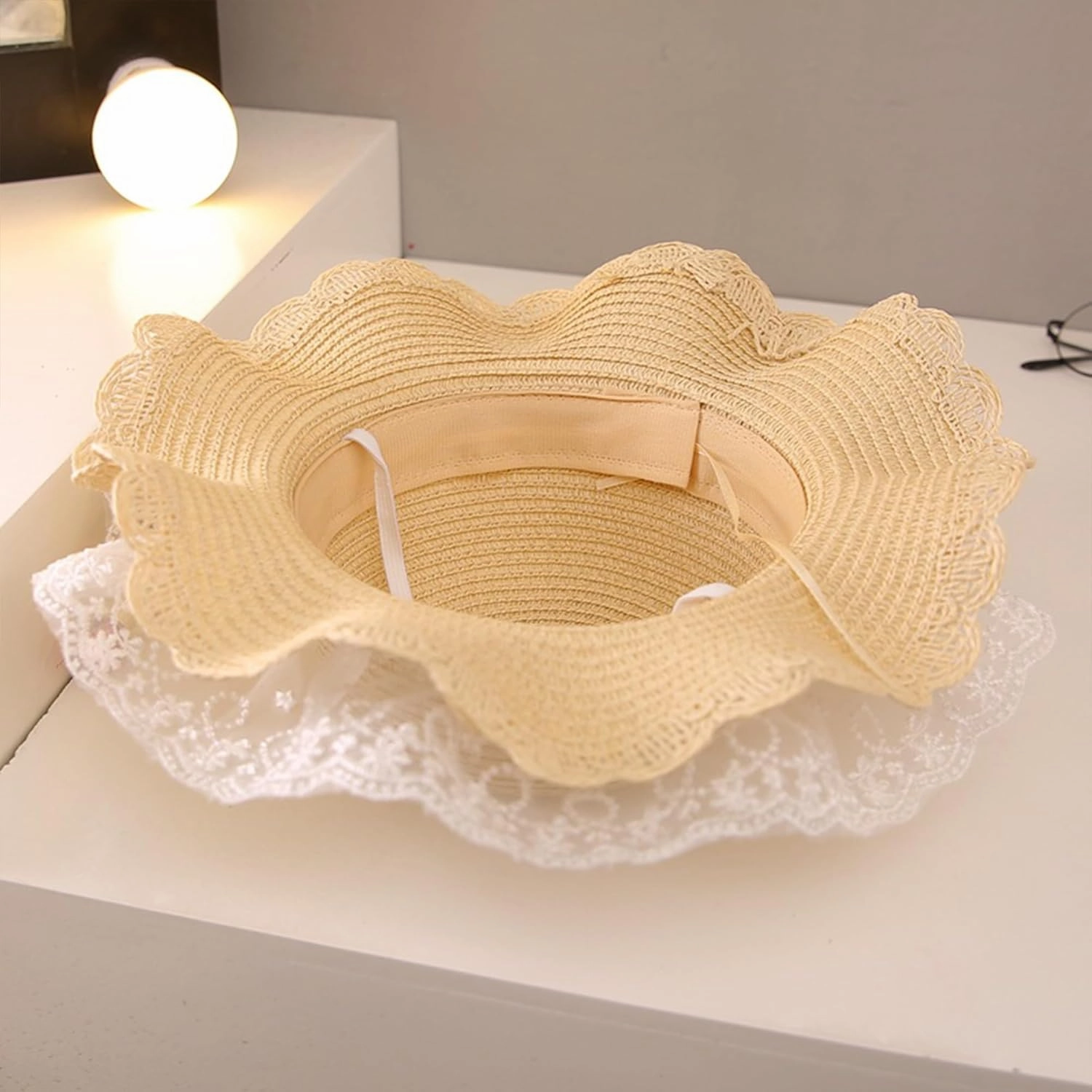 Girls Straw Sun Hat Cute Summer Outdoor Beach Wide Brim