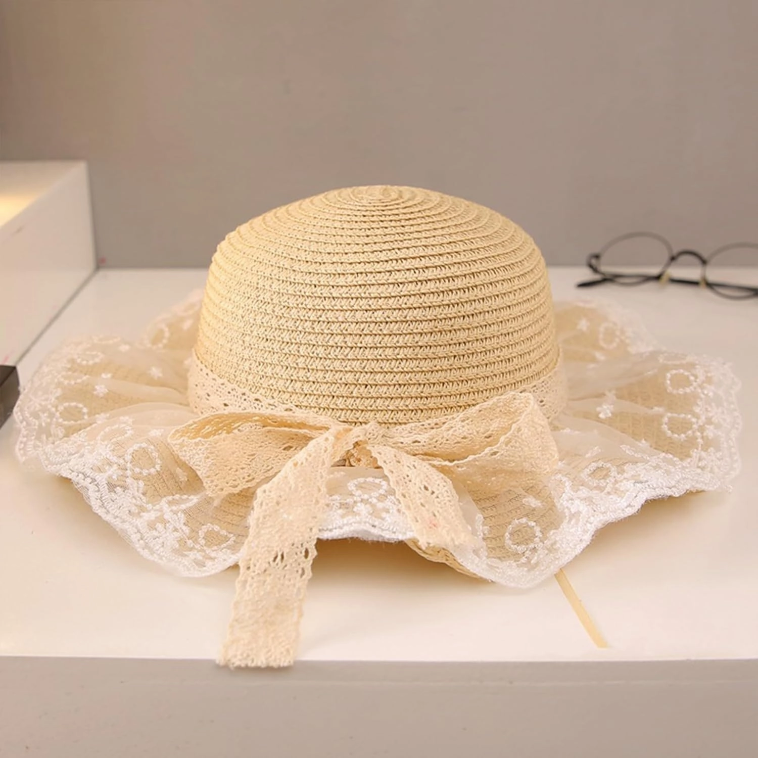 Girls Straw Sun Hat Cute Summer Outdoor Beach Wide Brim
